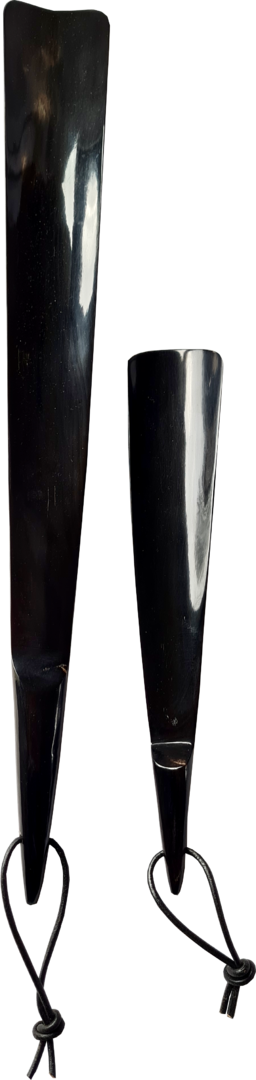 Horn Schuhanzieher schwarz / 46,5x5,5, 26x4,5 cm